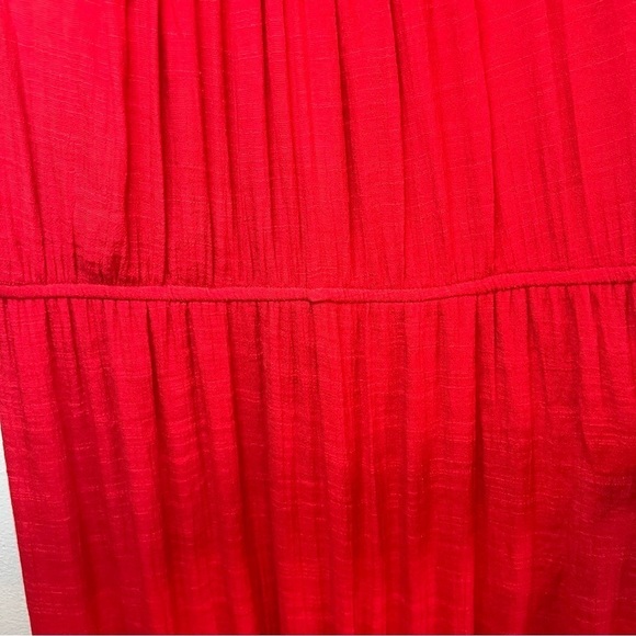 AGB Red Sleeveless Maxi Dress Waistband Lined Sequins Beaded Gauze Sz L Flowy - Picture 6 of 14